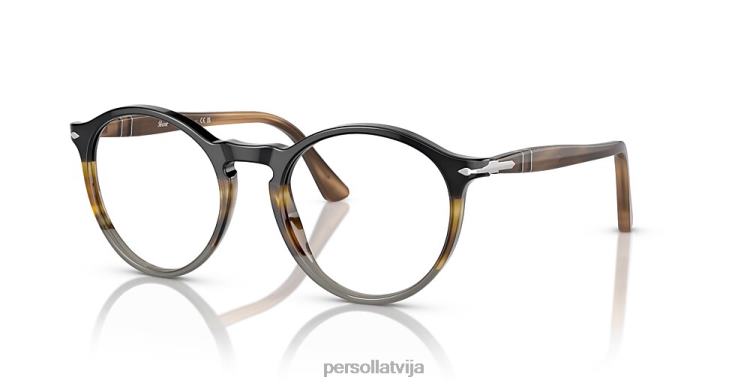 lv Persol po3285v brilles melns/svītrains brūns/pelēks 2JTZL573