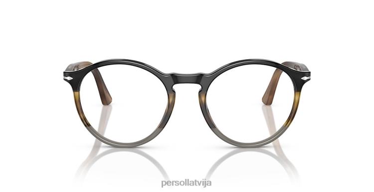 lv Persol po3285v brilles melns/svītrains brūns/pelēks 2JTZL573
