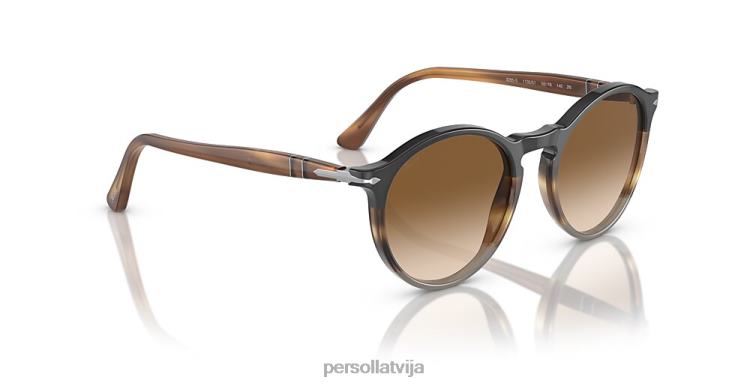 lv Persol po3285s saulesbrilles melns/svītrains brūns/pelēks 2JTZL181