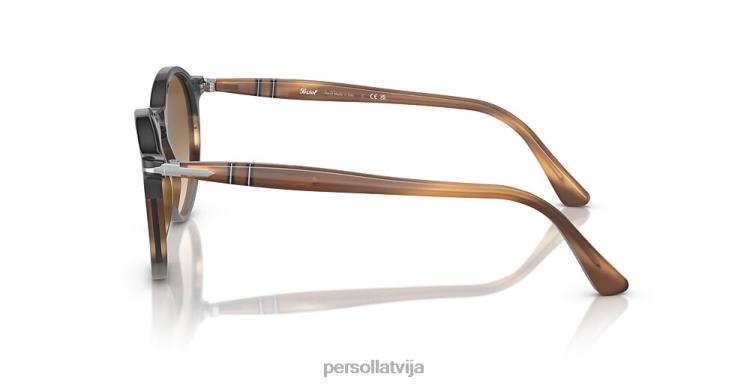lv Persol po3285s saulesbrilles melns/svītrains brūns/pelēks 2JTZL181