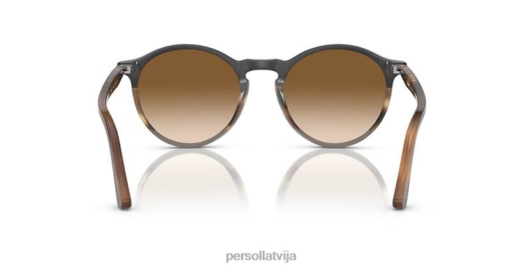 lv Persol po3285s saulesbrilles melns/svītrains brūns/pelēks 2JTZL181
